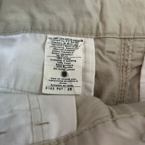 Carhartt Cargo Work Shorts Men’s 28 Khaki Beige Cotton Workwear Utility Pockets - Picture 9 of 11